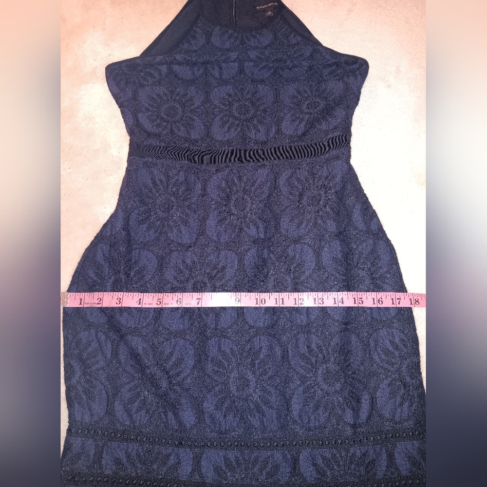 Banana Republic ~ Navy Black Lace Floral Halter Midi Cocktail Dress Size 4 - Picture 6 of 16